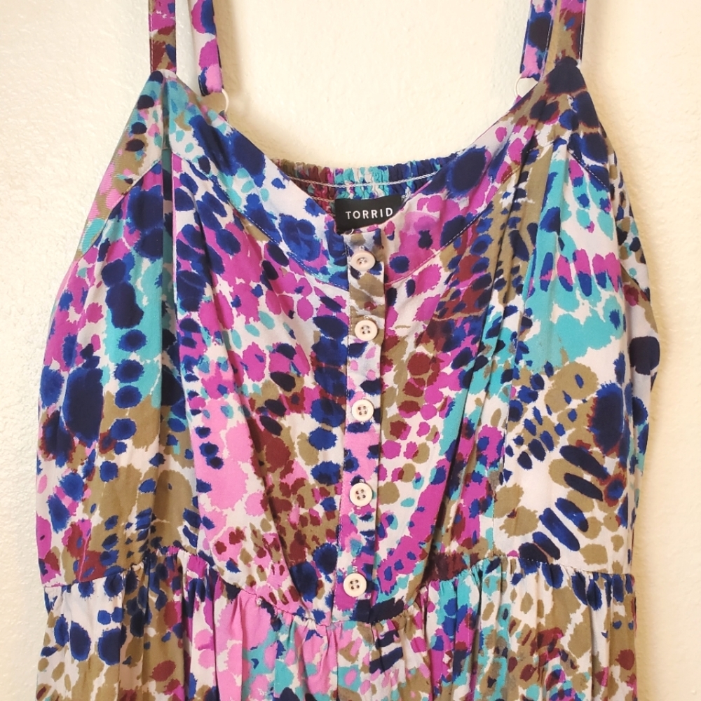 Torrid Size 4 Multi colored Splatter Smocked Challis Dress